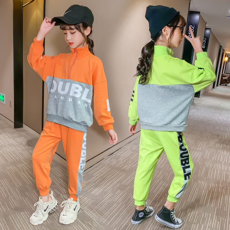 Children Girls Clothing Set Blogger Hot Push Fashion Multicolor Patchwork Baby Girls Outfits Teenage Girls Casual Sports SuitX1019