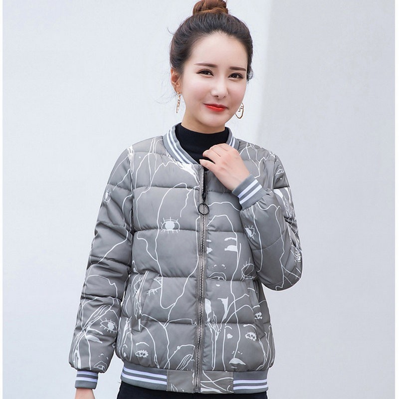 Short Casual Coat Women Thick Print Ladies Clothing Coats Winter Jacket Womens 201019