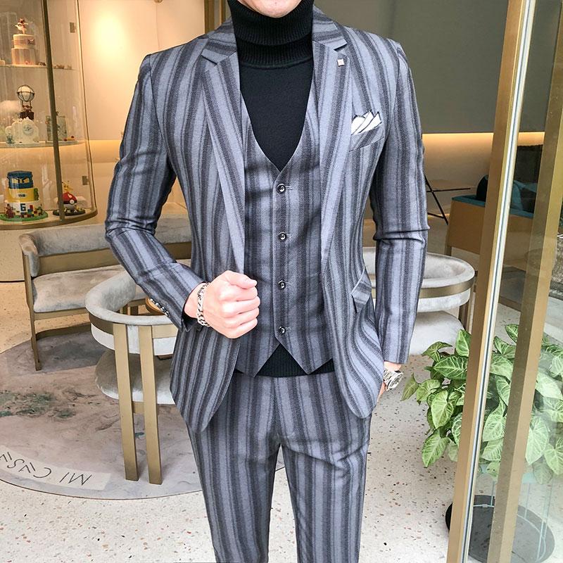 Wedding Dress Suits For Men Blue Plaid Formal wear Suits 3 Pieces Jackets+Pants+Vest New Men Slim Groom Size -5XL
Wedding Dress Suits For Men Blue Plaid Formal wear Suits 3 Pieces Jackets+Pants+Vest New Men Slim Groom Size -5XL