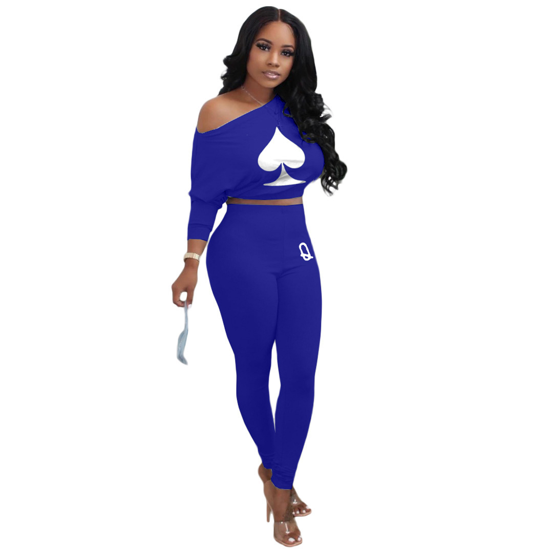 Wholesale fashion pants casual ladies sports printed letters long-sleeved t-SHIRTpant Suit 2-piece jogging