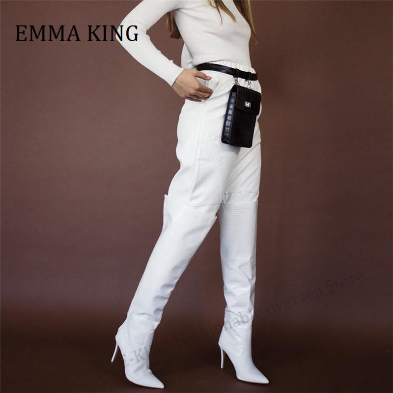 2020 Winter Fall Women Long Boots White Crocodile Pattern Leather Over The Knee Boots Pointy Toe10cm High Heels Shoes De Mujer, White 10cm heels
2020 Winter Fall Women Long Boots White Crocodile Pattern Leather Over The Knee Boots Pointy Toe10cm High Heels Shoes De Mujer, White 10cm heels