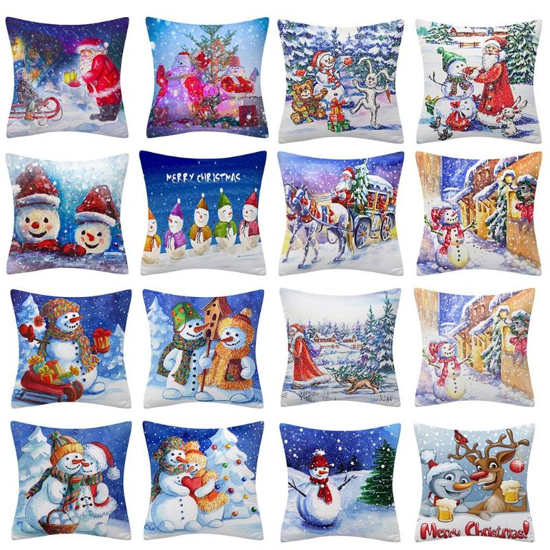 Christmas Pillow Case Polyester Snowman Colorful Pillow Cases Printed Cushion Cover Hotel Home Decor Sofa Cover 45 * 45CM 
Christmas Pillow Case Polyester Snowman Colorful Pillow Cases Printed Cushion Cover Hotel Home Decor Sofa Cover 45 * 45CM
