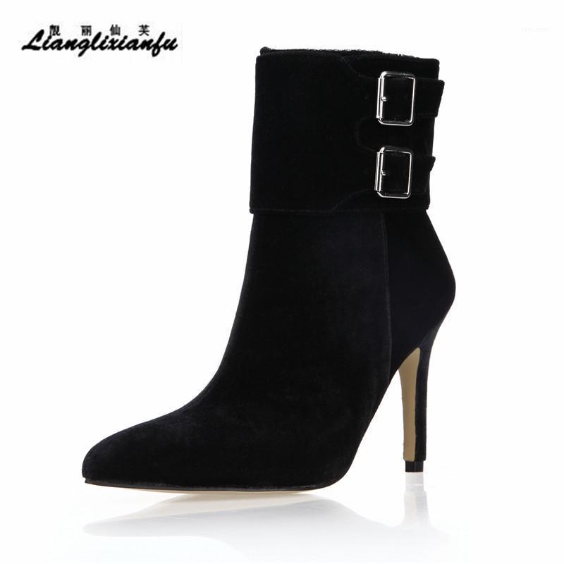 LLXF Ankle Buckle Boots 10cm Thin High-heeled Autumn warm Soft Leather Shoes woman Stiletto female Flock Pumps Plus:35-42 431, Black
LLXF Ankle Buckle Boots 10cm Thin High-heeled Autumn warm Soft Leather Shoes woman Stiletto female Flock Pumps Plus:35-42 431, Black