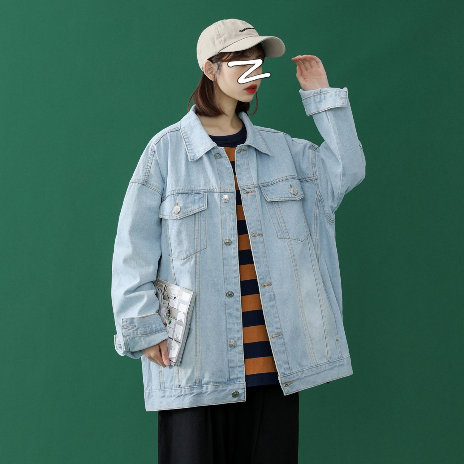 Oversize Jeans Jacket Women Pocket Loose Coats Female Turn-down Collar Blue Casual Denim Coat Women plus size 4XL 5XL 201017