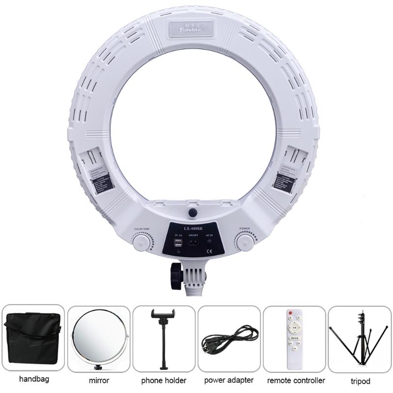 Yidoblo Warm & Cold Light LX-480SII Pro Beauty Studio LED Ring lamp SMD LEDS Video Light Lamp Makeup Lighting + stand (2M)+ bag
Yidoblo Warm & Cold Light LX-480SII Pro Beauty Studio LED Ring lamp SMD LEDS Video Light Lamp Makeup Lighting + stand (2M)+ bag