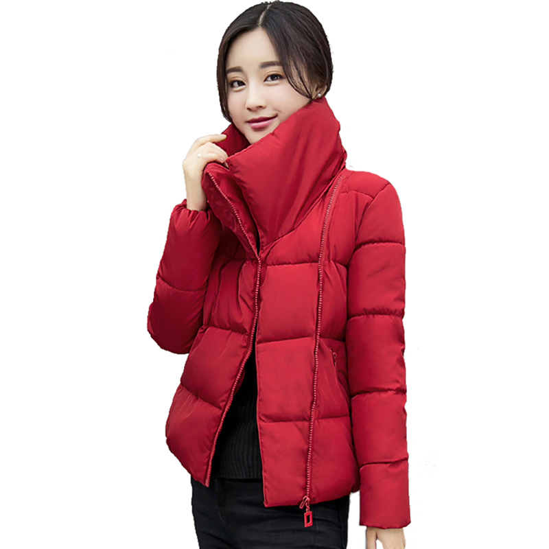 Stand Collar Short Winter Jacket Women Solid Color Cotton Padded Winter Autumn Female Coat Parkas Casaco Feminina Inveno T200319