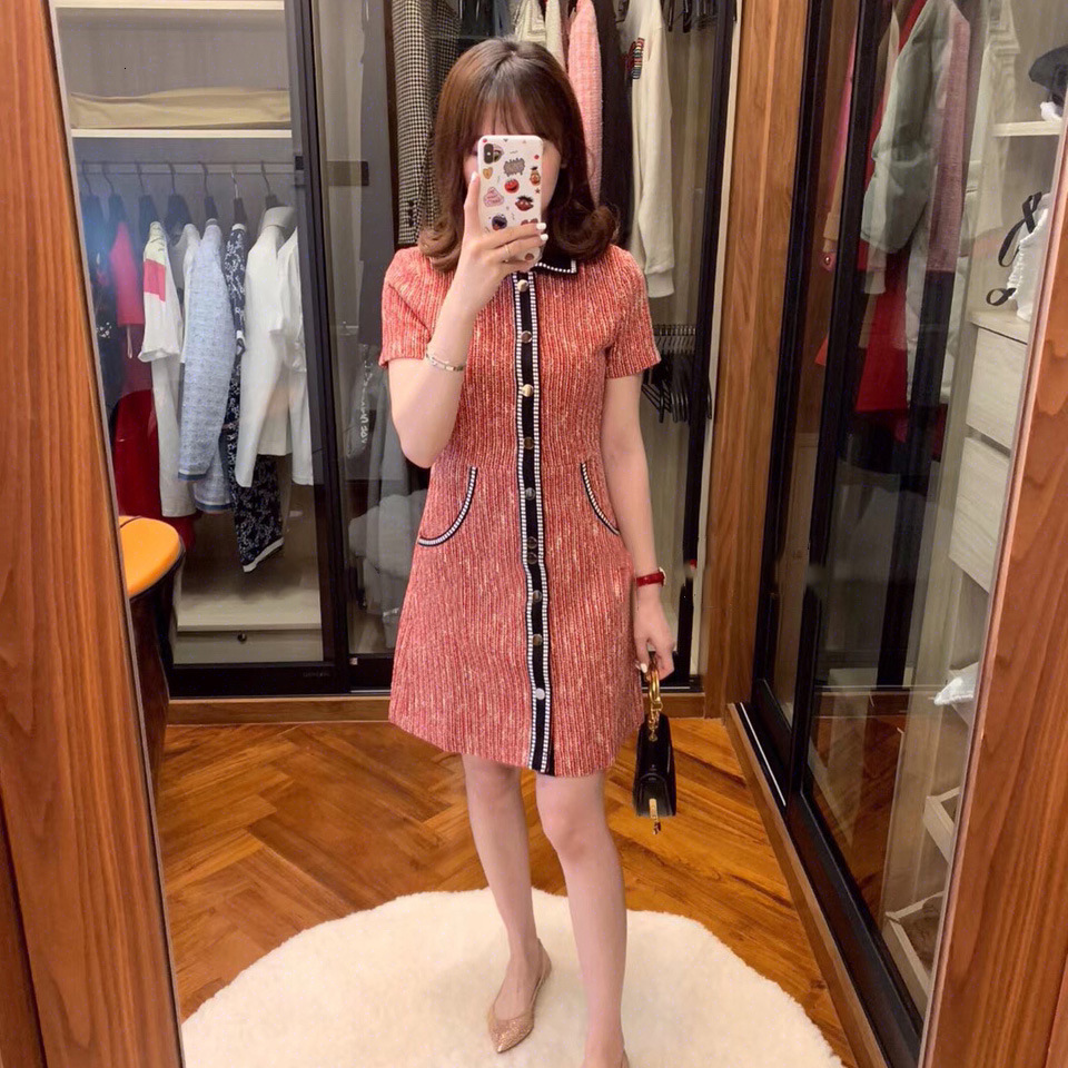 2021 New Red Turn-down Collar Tweed Mini Female Short Sleeve Single-breasted Fashion Ladies'chic Party Dress I0zx, Blue
2021 New Red Turn-down Collar Tweed Mini Female Short Sleeve Single-breasted Fashion Ladies'chic Party Dress I0zx, Blue
