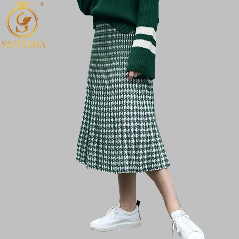 Autumn And Winter Vintage Fashion Houndstooth Pleated Skirt Women Elegant Knitted Skirt Office Lady High Waist A-Line Long Skirt Y200326, Photo color
Autumn And Winter Vintage Fashion Houndstooth Pleated Skirt Women Elegant Knitted Skirt Office Lady High Waist A-Line Long Skirt Y200326, Photo color
