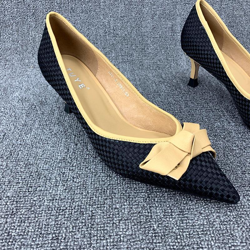 Newest High Quality Ladies woven high heels bowknot pointed heels comfortable casual single shoes pumps women's boat shoes1, Black
Newest High Quality Ladies woven high heels bowknot pointed heels comfortable casual single shoes pumps women's boat shoes1, Black