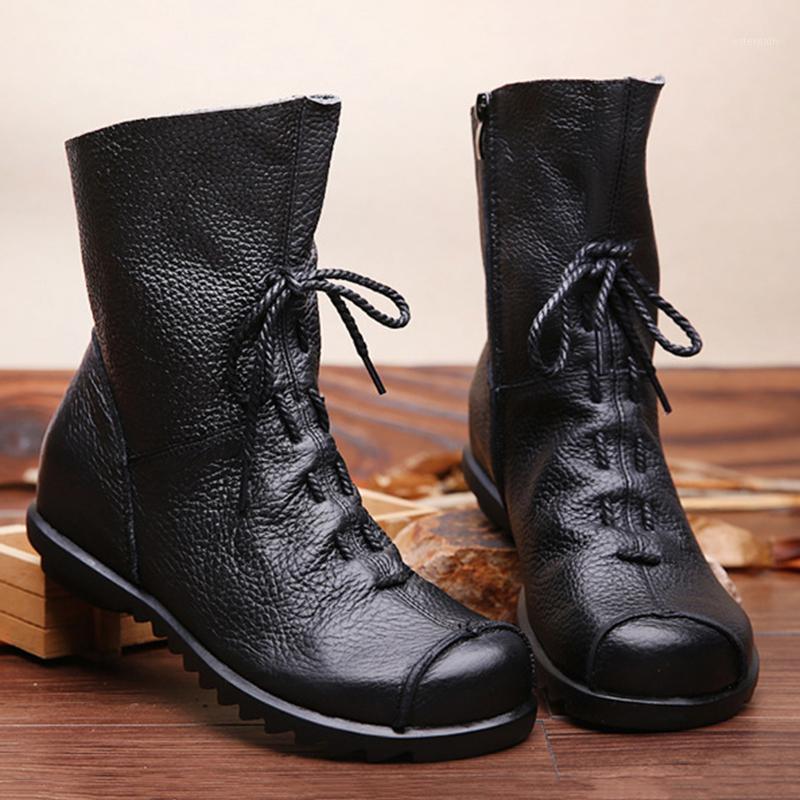 New 2021 Vintage Style Genuine Leather Women Boots Flat Booties Soft Cowhide Women's Shoes Front Zip Ankle Boots zapatos mujer1, Black
New 2021 Vintage Style Genuine Leather Women Boots Flat Booties Soft Cowhide Women's Shoes Front Zip Ankle Boots zapatos mujer1, Black