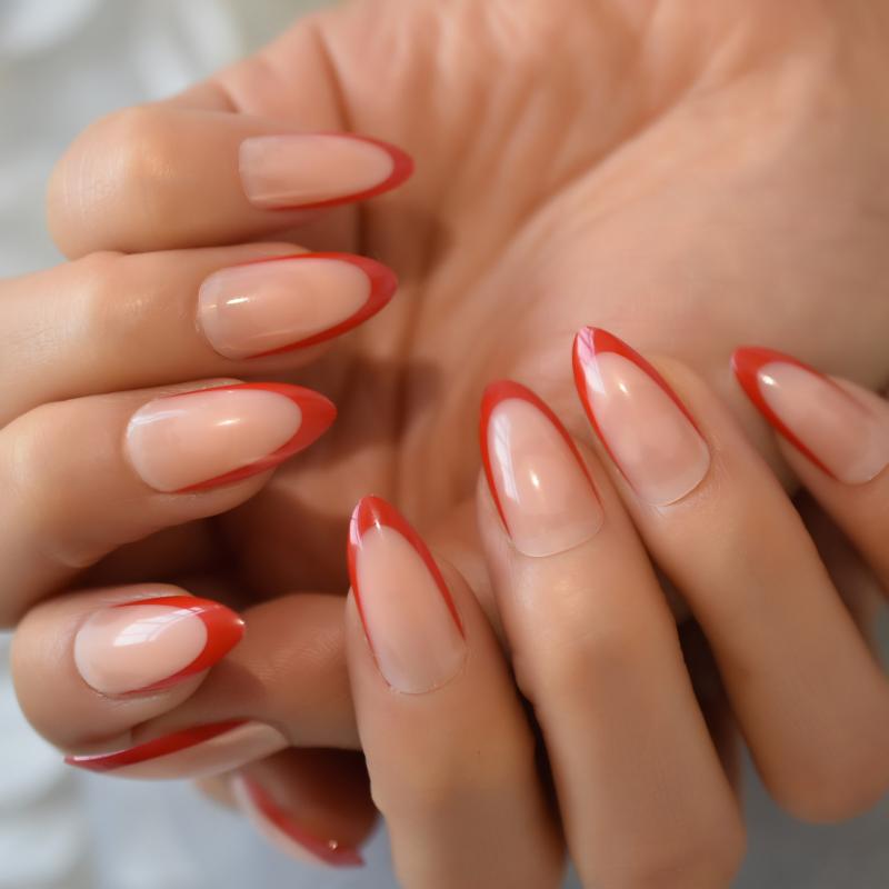 Medium Natural Artificial French Nails Red Manicure Tool 24pcs Almond Professional Art Adhesive False Nail, L5789
Medium Natural Artificial French Nails Red Manicure Tool 24pcs Almond Professional Art Adhesive False Nail, L5789