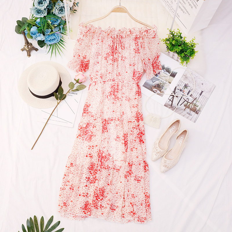 New Floral Summer Printed Slash-neck Off Shoulder the High-waist Line Female Casual Dress in Black Midi 6gsb
New Floral Summer Printed Slash-neck Off Shoulder the High-waist Line Female Casual Dress in Black Midi 6gsb