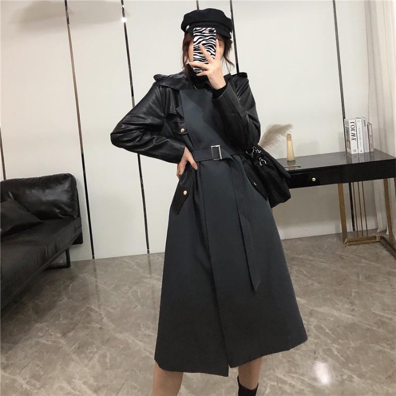 SuperAen Autumn 2021 New Solid Fashion PU Leather Patchwork Woolen Coat Women's Middle and Long Windbreaker, Black
SuperAen Autumn 2021 New Solid Fashion PU Leather Patchwork Woolen Coat Women's Middle and Long Windbreaker, Black