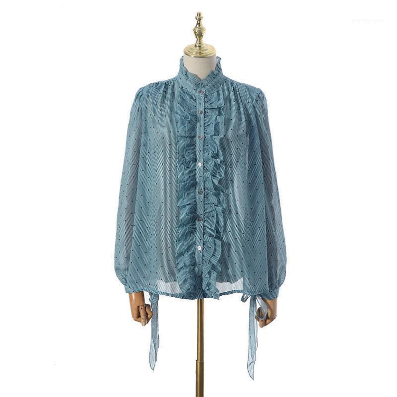 2020 New Spring Summer Fall Blouse Shirt Women See Through Vintage Polka Dot Print Long Sleeve Chiffon Elegant Ruffle Design Top1, Blue
2020 New Spring Summer Fall Blouse Shirt Women See Through Vintage Polka Dot Print Long Sleeve Chiffon Elegant Ruffle Design Top1, Blue
