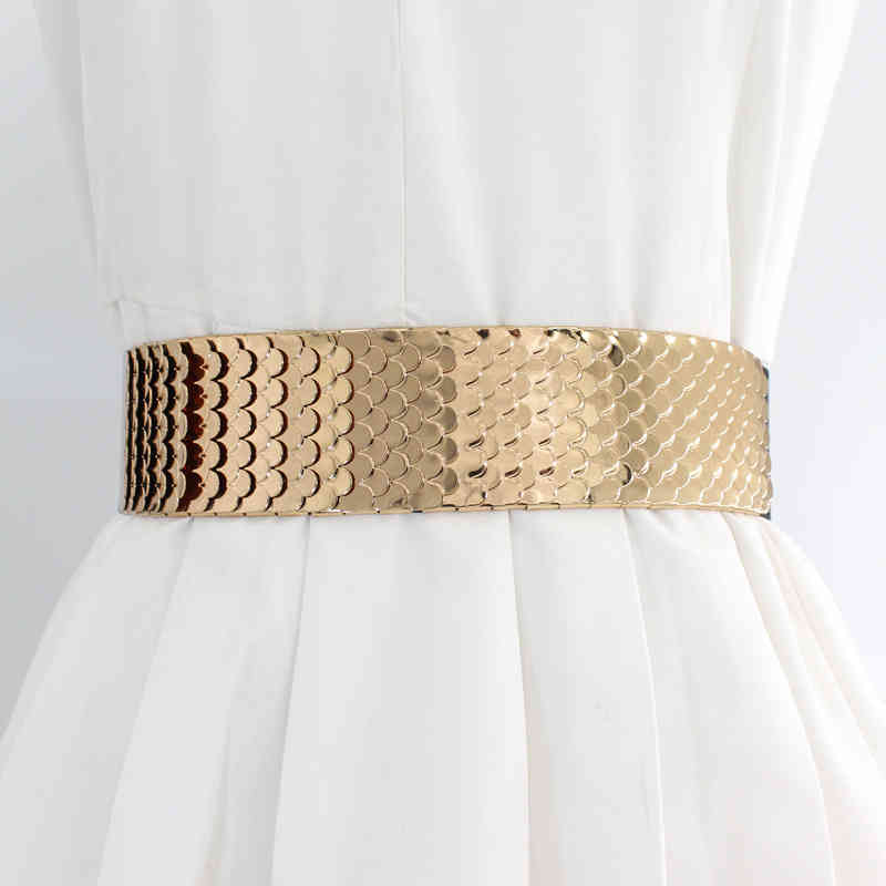 Belts Decorative belt women's metal elastic waist seal fashion fish scale wide with dress, Black
Belts Decorative belt women's metal elastic waist seal fashion fish scale wide with dress, Black