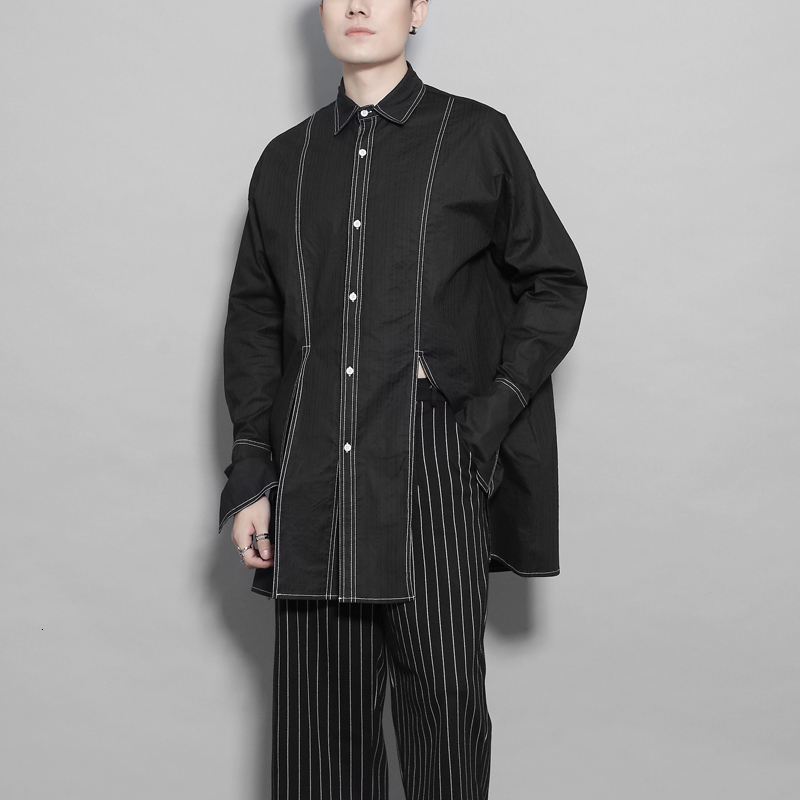 2021 New S-6xl!! Original Spring Personality Clothes Three-dimensional Line of on Sleeve Shirt Long Male Loose EEB6, Black.
2021 New S-6xl!! Original Spring Personality Clothes Three-dimensional Line of on Sleeve Shirt Long Male Loose EEB6, Black.