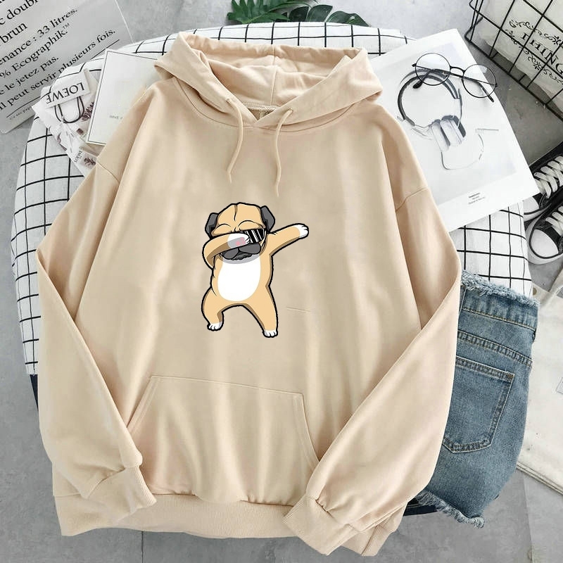 harajuku Pullovers Dancing dog plus size Print women Sweatshirt Kawaii Hoodie for Women streetwear tops Cute Full Sleeve clothes 201102
