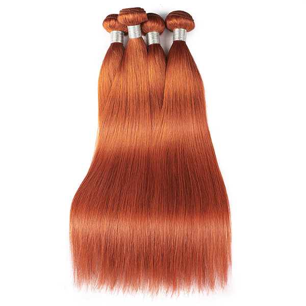 Ishow Hair Wefts Straight Orange Ginger 350 Ombre Color Human Hair Bundles for Women All Ages Brazilian Peruvian Virgn Hair Extensions