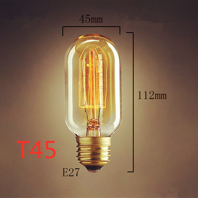 Special lighting Filament Straight Firework Art light bulb vintage Edison lamp E27 Halogen Bulbs Free Ship T45-12; D1.0