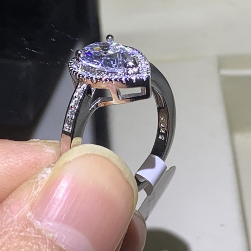 Ins Top Sell Luxury Jewelry 3 Style 925 Sterling Silver Pear Cut White Topaz CZ Diamond Gemstones Eternity Women Wedding Finger Ring Gift