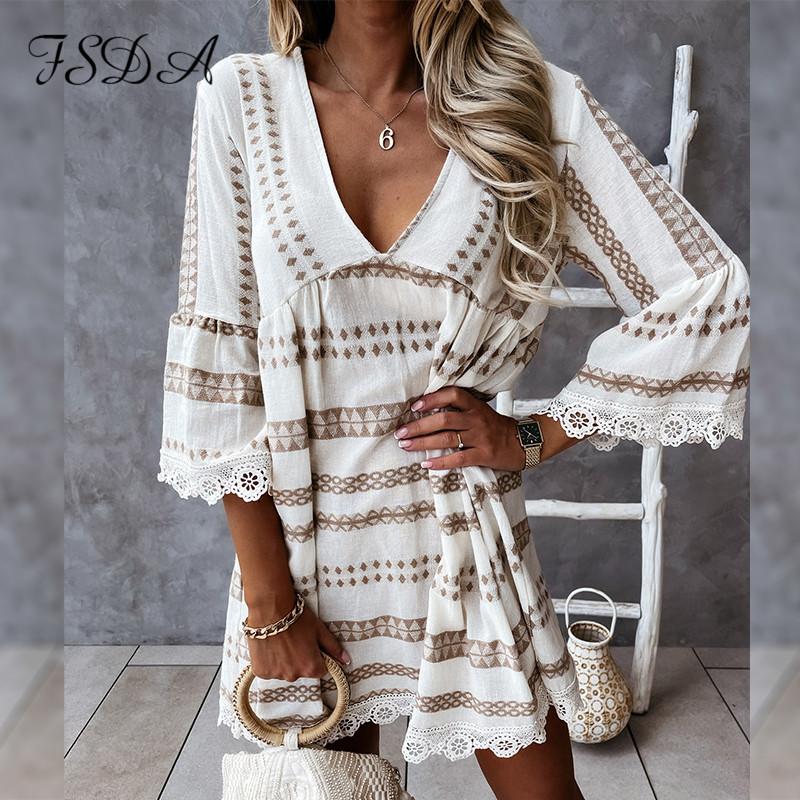 Casual Dresses FSDA Boho Print Mini Lace Dress Women A Line V Neck Long Sleeve Patchwork Beach Summer Autumn Holiday, Black;gray
Casual Dresses FSDA Boho Print Mini Lace Dress Women A Line V Neck Long Sleeve Patchwork Beach Summer Autumn Holiday, Black;gray