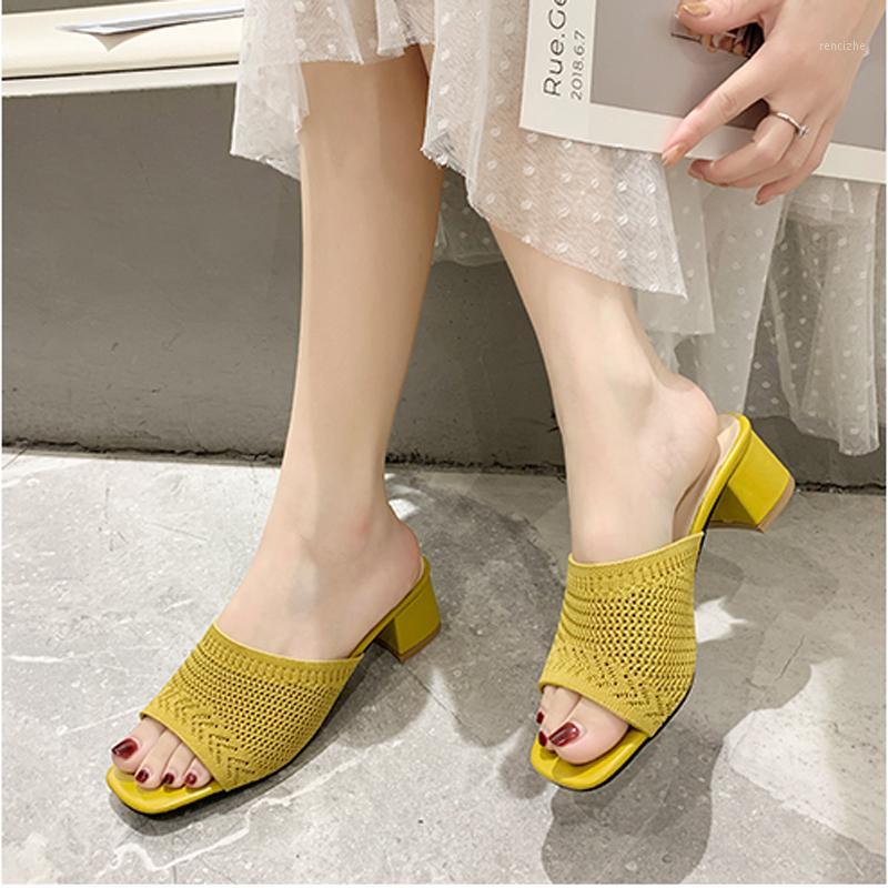 Knit High Heel Slippers Women Square Heel Slippers Breathable Stretch Fabric Sandals Women Open Toe Sandals 20201, Beige
Knit High Heel Slippers Women Square Heel Slippers Breathable Stretch Fabric Sandals Women Open Toe Sandals 20201, Beige