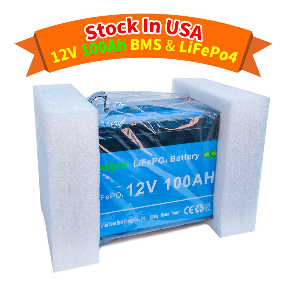 2022 New LiFePO4 12V 100Ah Lithium Batteries pack Deep Cycle Rechargeable Lithium ion phrosphate Battery for RV Golf Cart Backup Solar Power System
