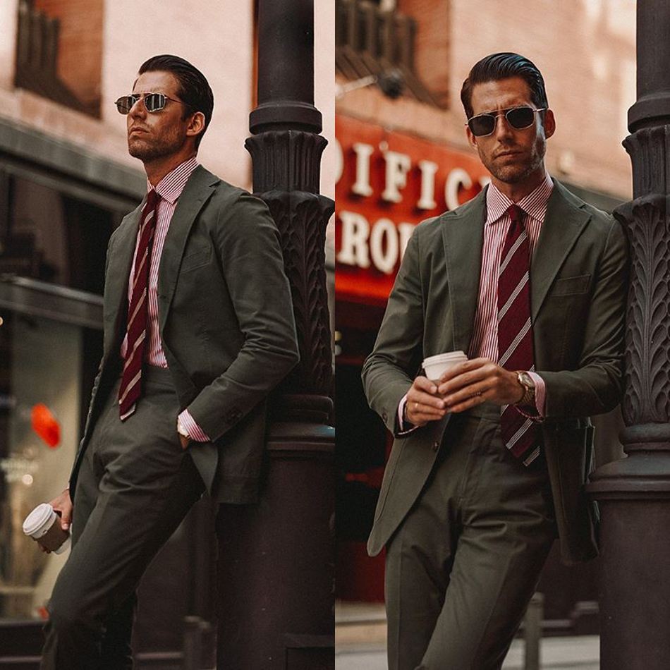 2021 Winter Handsome Mens Suits High Quality Peaked Lapel Groom Wedding Business Tuxedos Prom Party Blazer Jacket (Jacket+Pants)