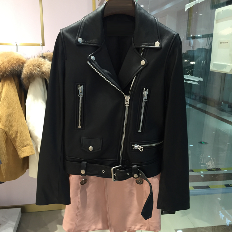 FTLZZ Autumn Women Pu Leather Jacket Woman Zipper Belt Short Coat Female Black Punk Bomber Faux Leather Outwear 201020
