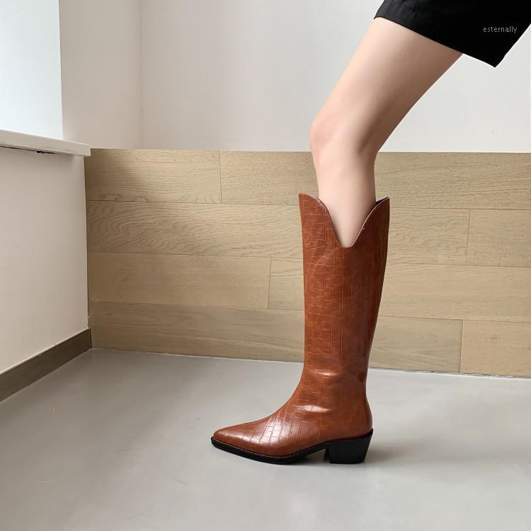 MLJUESE 2021women knee-high boots patent leather winter short plush brown color pointed toe low heels western boots size 401, Black
MLJUESE 2021women knee-high boots patent leather winter short plush brown color pointed toe low heels western boots size 401, Black