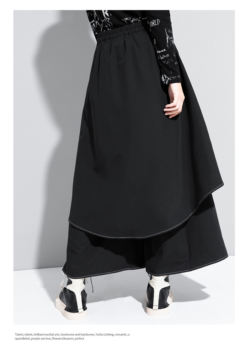 EAM High Waist Black Linen Split Joint Long Wide Leg Trousers Loose Fit Pants Women Fashion Spring Autumn 1DA613 201228
