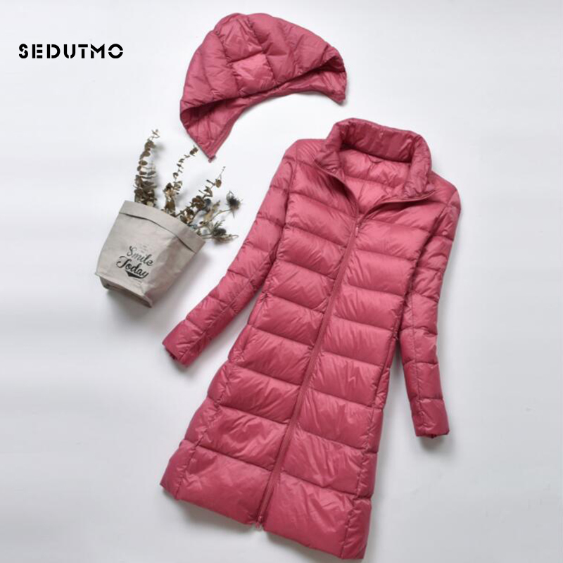SEDUTMO Winter Plus Size 4XL Womens Down Coat Long Ultra Light Thick Duck Down Puffer Jacket Slim Autumn Parkas ED522 201201