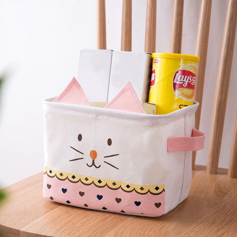 Cute Cat Style Sundries Storage Basket Cosmetics Container Multifunction Cotton Linen Storage Basket Desktop organizer
Cute Cat Style Sundries Storage Basket Cosmetics Container Multifunction Cotton Linen Storage Basket Desktop organizer