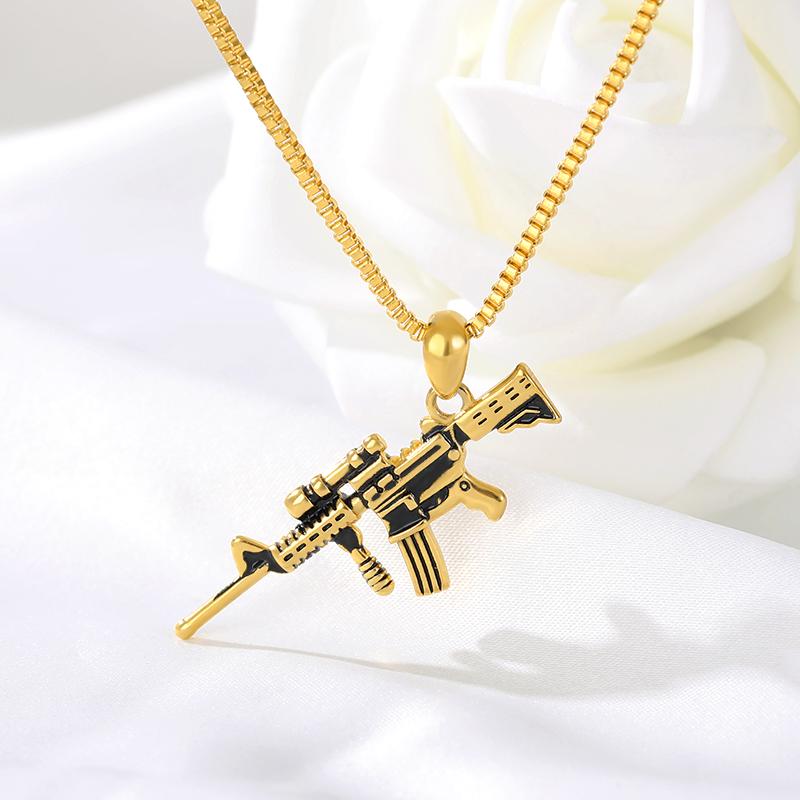 Fashion Punk Hip-Hop Gun Shape Pendant Necklace For Men Stainless Steel Box Chain Necklace Boyfriend Accessories Club Bar Party
Fashion Punk Hip-Hop Gun Shape Pendant Necklace For Men Stainless Steel Box Chain Necklace Boyfriend Accessories Club Bar Party