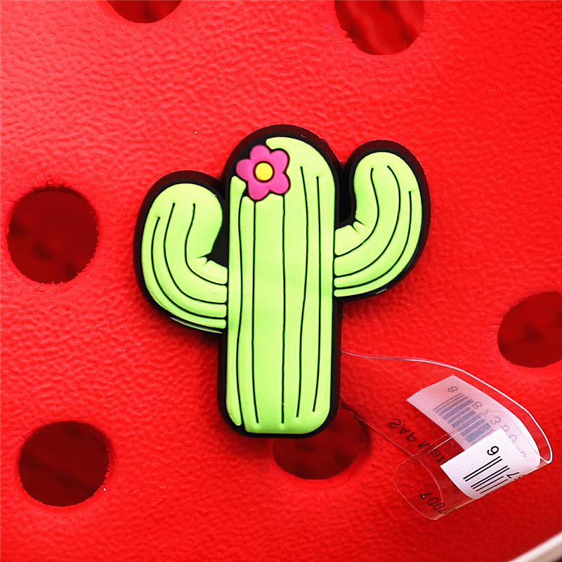 Original PVC Shoe Buckle Accessories Vacation Coconut Tree Cactu Shoes Decoration Charms Bracelets Kids Gifts