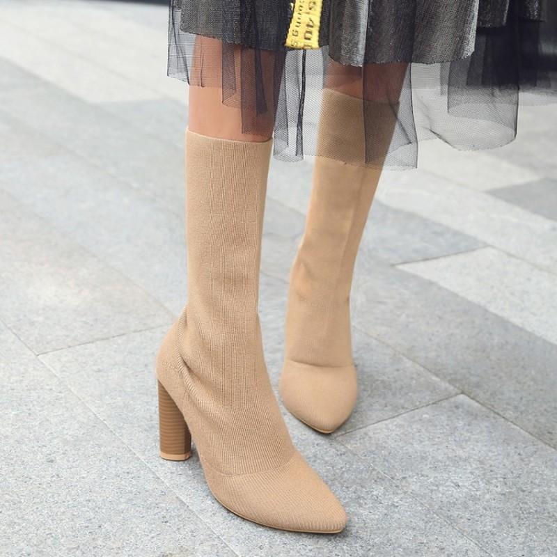 Stretch Women's Boots Fashion Slip-On Mid-Calf Boots Faux Suede High Heels Autumn Winter Woman Shoes Socks Size 34-43, Beige
Stretch Women's Boots Fashion Slip-On Mid-Calf Boots Faux Suede High Heels Autumn Winter Woman Shoes Socks Size 34-43, Beige