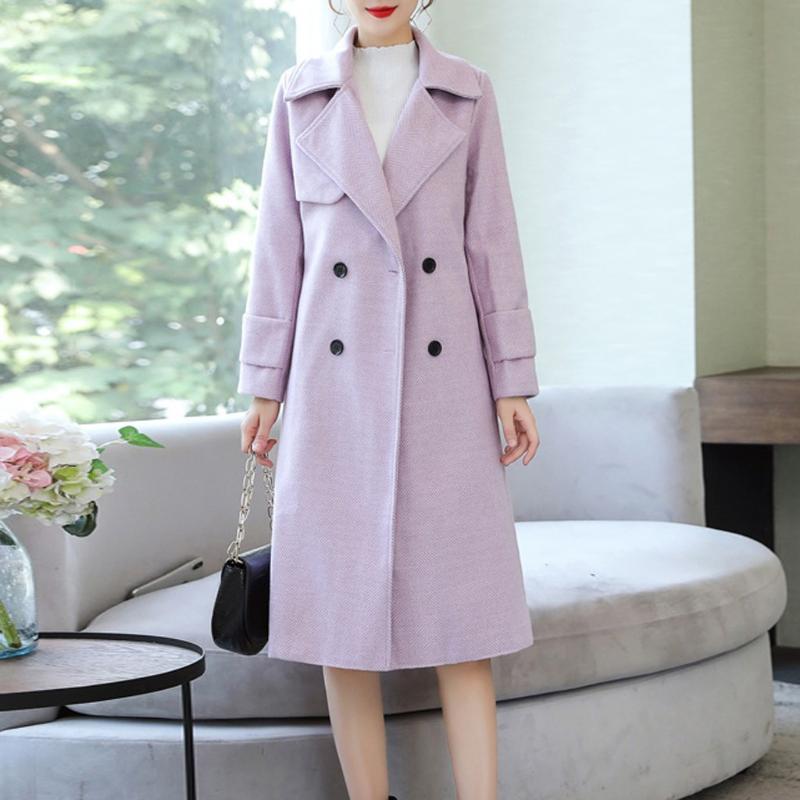 Women Wool Double Breasted Coat Elegant Long Sleeve Work Office Fashion Jacket Office Lady Blazer Fashion Work Blazers Feminino
