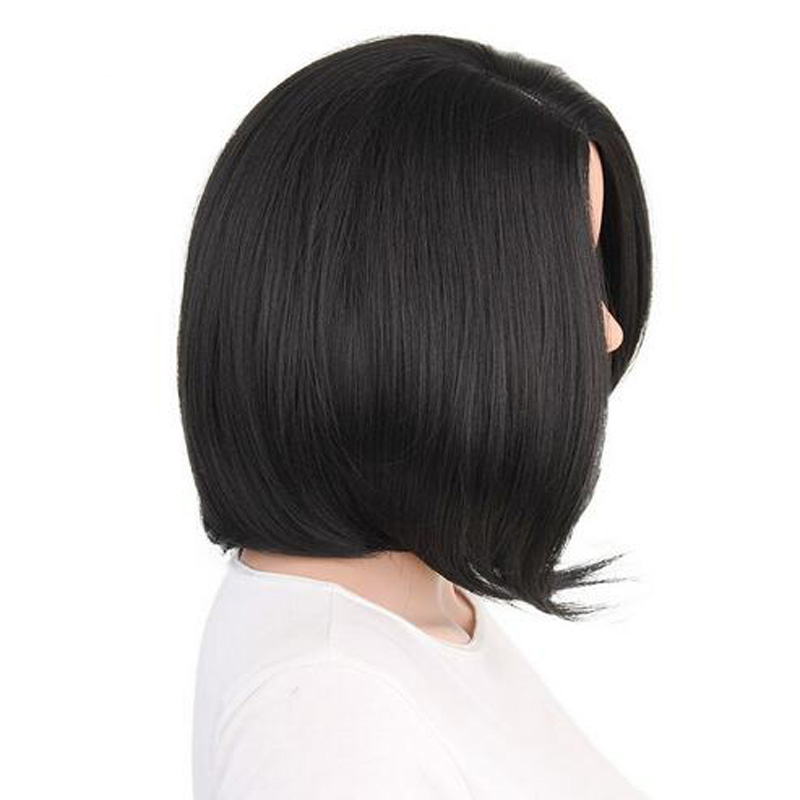 Short Wavy Hair Cosplay Wig Party Black Heat Resistant Fashion Women Synthetic Free Wig Cap