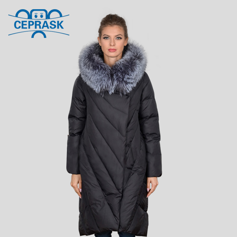 Winter Coat Women's Jacket Plus Size Long Hoodie Warm Women Winter Down Jacket Raccoon Fur BiologicalDown Female Parka 201017