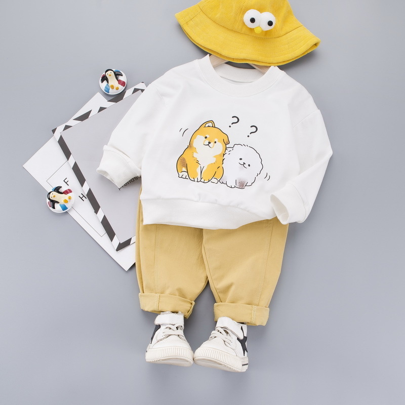 Spring Autumn Children Baby Boys Girls Cotton Clothes Cartoon T-Shirt Pants 2pcs/Sets Toddler Casual Clothing Infant TracksuitsX1019