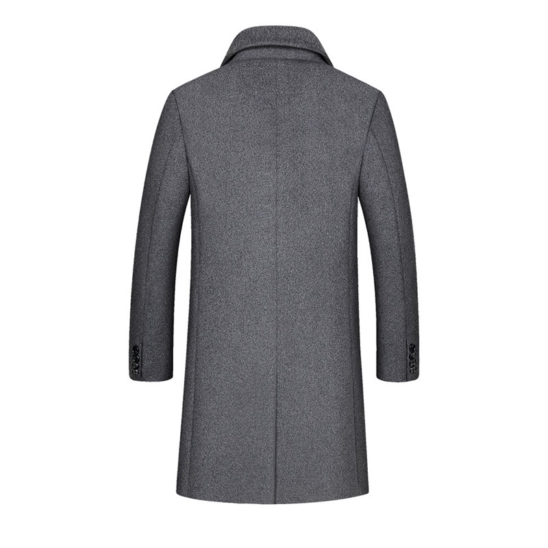 YOUTHUP Men's Winter Long Jacket Wool Single Breasted Slim Business Coats Overcoats Topcoat Mens Fitness Coat Streetwear 2 Color 201222