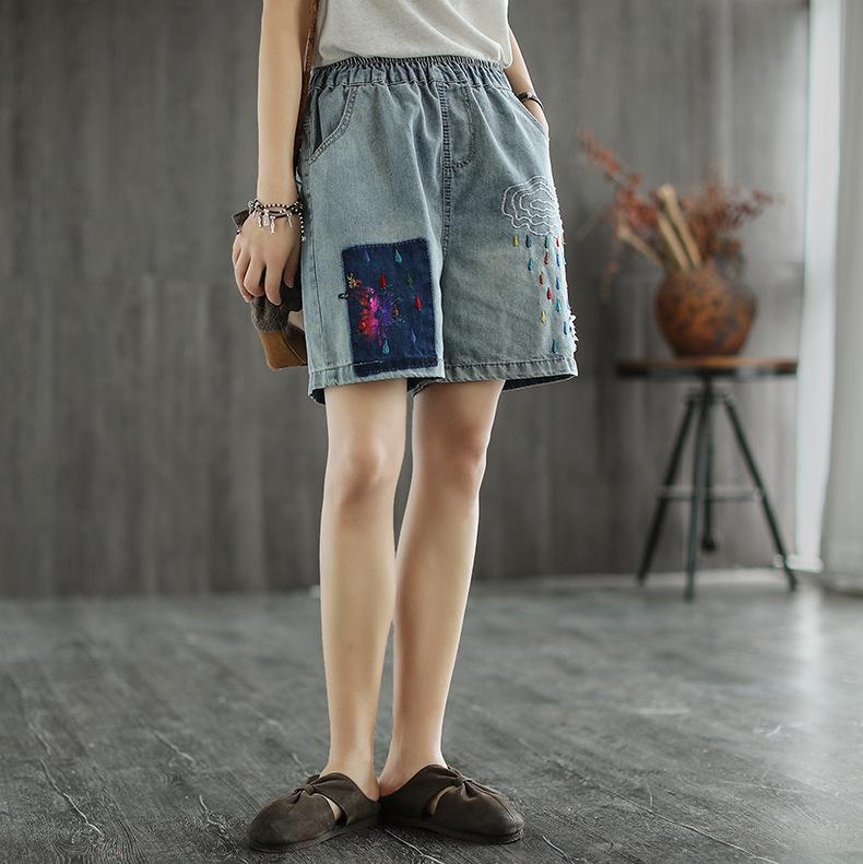 Summer Denim Shorts Women Casual Patchwork Embroidery Loose Washed Bleached Female Tide Jeans, Blue
Summer Denim Shorts Women Casual Patchwork Embroidery Loose Washed Bleached Female Tide Jeans, Blue