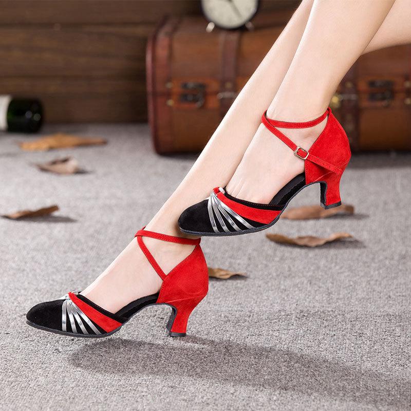 Women Ladies Ballroom Modern Dance Shoes Closed Toe Indoor Dancing Shoes Tango Salsa Performance Heels 3.5/5.5/7cm