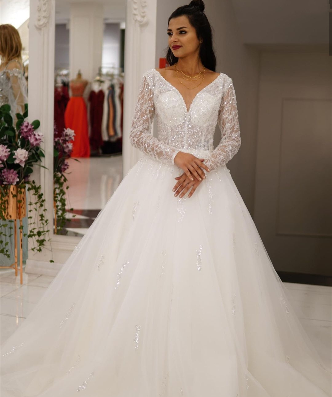 2021 New Sleeve Wedding Gown Luxury Princess Cleavage v the Tulle Line Dressed As Bride Beautiful Mariee Robe Train Sweep Gracefully JLZ4, Ivory
2021 New Sleeve Wedding Gown Luxury Princess Cleavage v the Tulle Line Dressed As Bride Beautiful Mariee Robe Train Sweep Gracefully JLZ4, Ivory