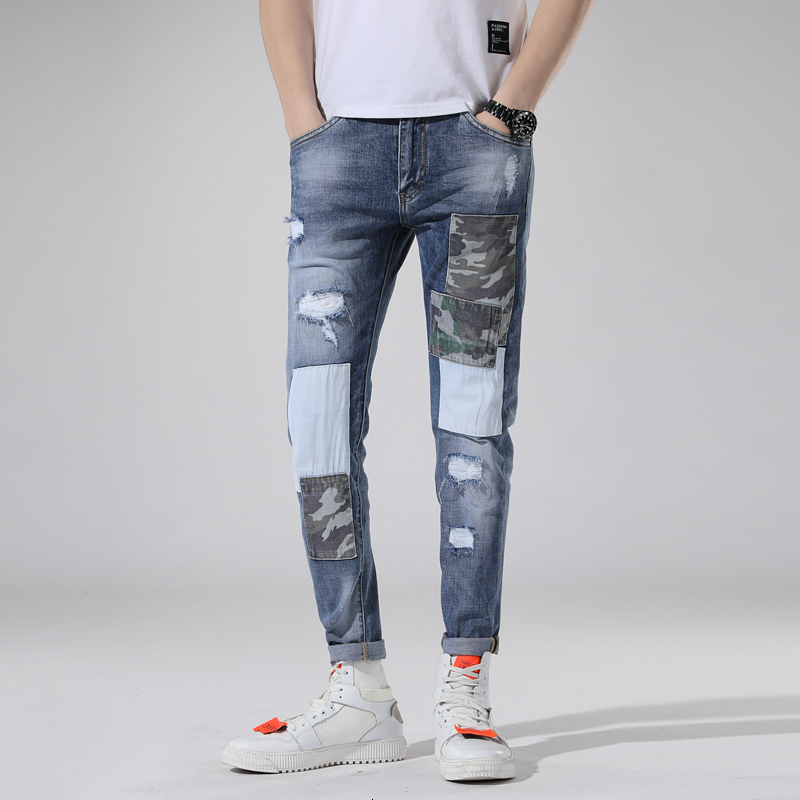 2021 New Men's Jeans Splice Elastic Thin Nine Hip Embroidered Pants Summer Light Blue Spring FRAJ, Sky blue.
2021 New Men's Jeans Splice Elastic Thin Nine Hip Embroidered Pants Summer Light Blue Spring FRAJ, Sky blue.