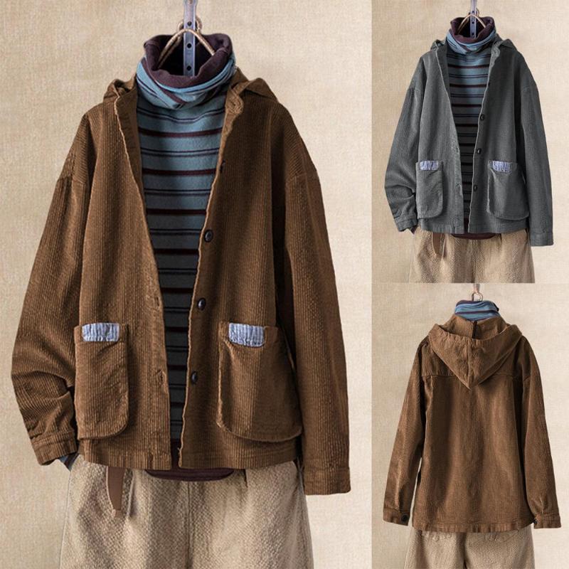 2020 New Women Corduroy Coats Casual Loose Hooded Plus Size 5XL Super Soft Long Sleeve Pocket Jacket Pockets Top, Gray
2020 New Women Corduroy Coats Casual Loose Hooded Plus Size 5XL Super Soft Long Sleeve Pocket Jacket Pockets Top, Gray