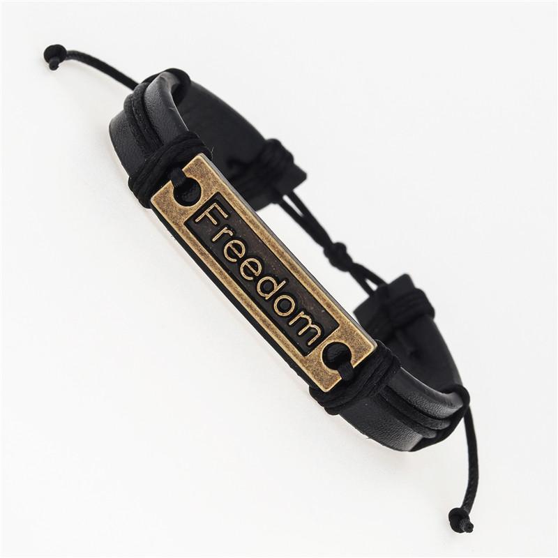 Tennis Vintage Casual Bronze Freedom Word Happy Celebrate Faith Leather Bracelets Charm Black Multilayer Braid Wrap Wholesale
Tennis Vintage Casual Bronze Freedom Word Happy Celebrate Faith Leather Bracelets Charm Black Multilayer Braid Wrap Wholesale