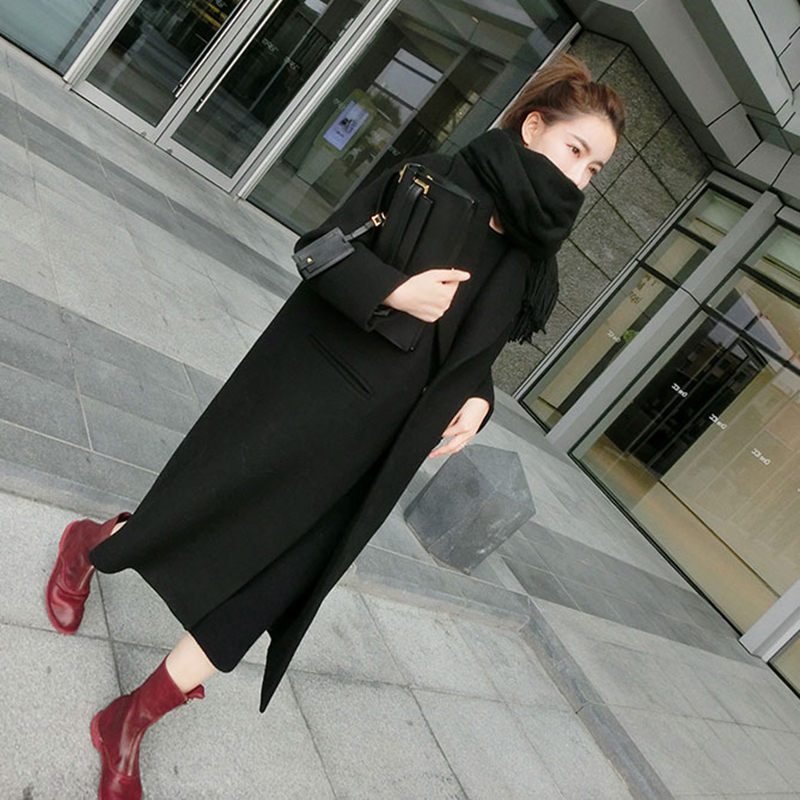 Coat Female Women Wool Coat Winter Fashion New Casual Korean Version Slim Long Coat Full Sleeve Women's Coats Plus Size 3XL Y201006