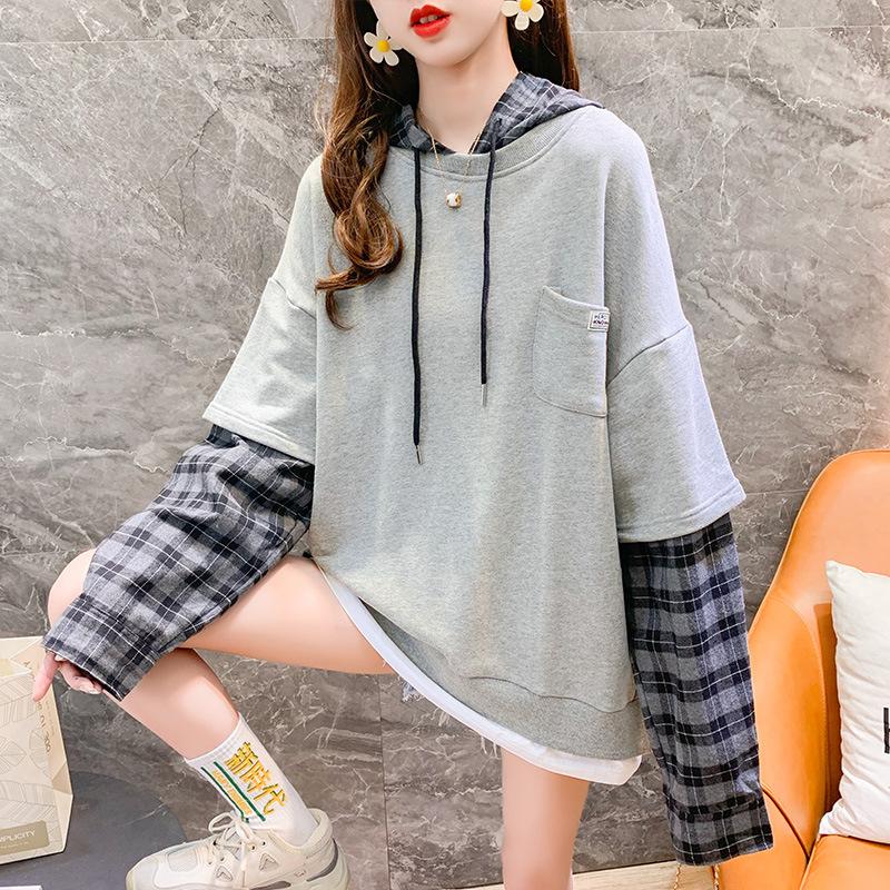 Pure Cotton Letter Temperament Plaid Fake Two Piece Clothes Women 2020 New Korean Loose Splicing Leisure Versatile Women's Wear, Black
Pure Cotton Letter Temperament Plaid Fake Two Piece Clothes Women 2020 New Korean Loose Splicing Leisure Versatile Women's Wear, Black