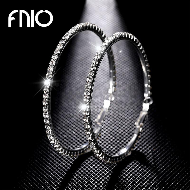 FNIO 2020 Super Crystal Big Circles Hoop Earrings For Women Rhinestone Silver Color Circle Loop Earrings Simple Fashion Ear Ring
FNIO 2020 Super Crystal Big Circles Hoop Earrings For Women Rhinestone Silver Color Circle Loop Earrings Simple Fashion Ear Ring